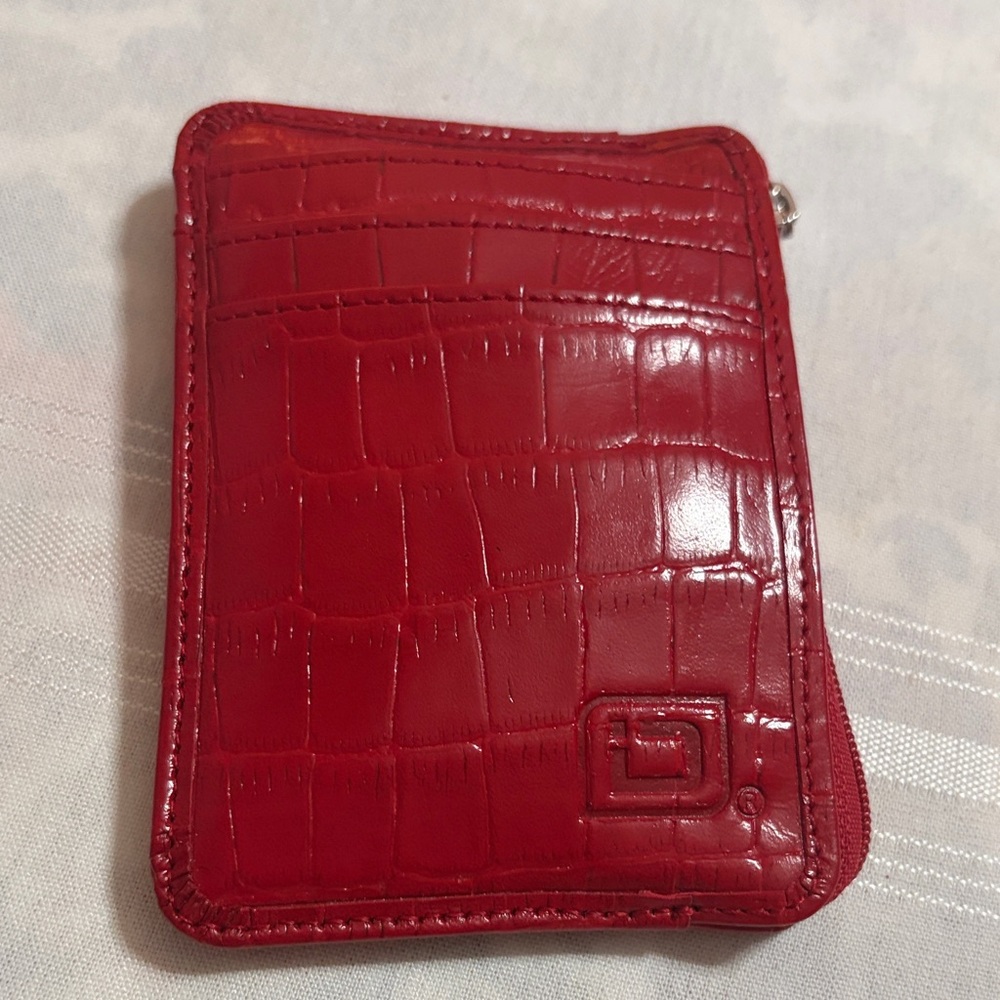 ID brand Red Croc-Embossed Card Holder with RFID protection